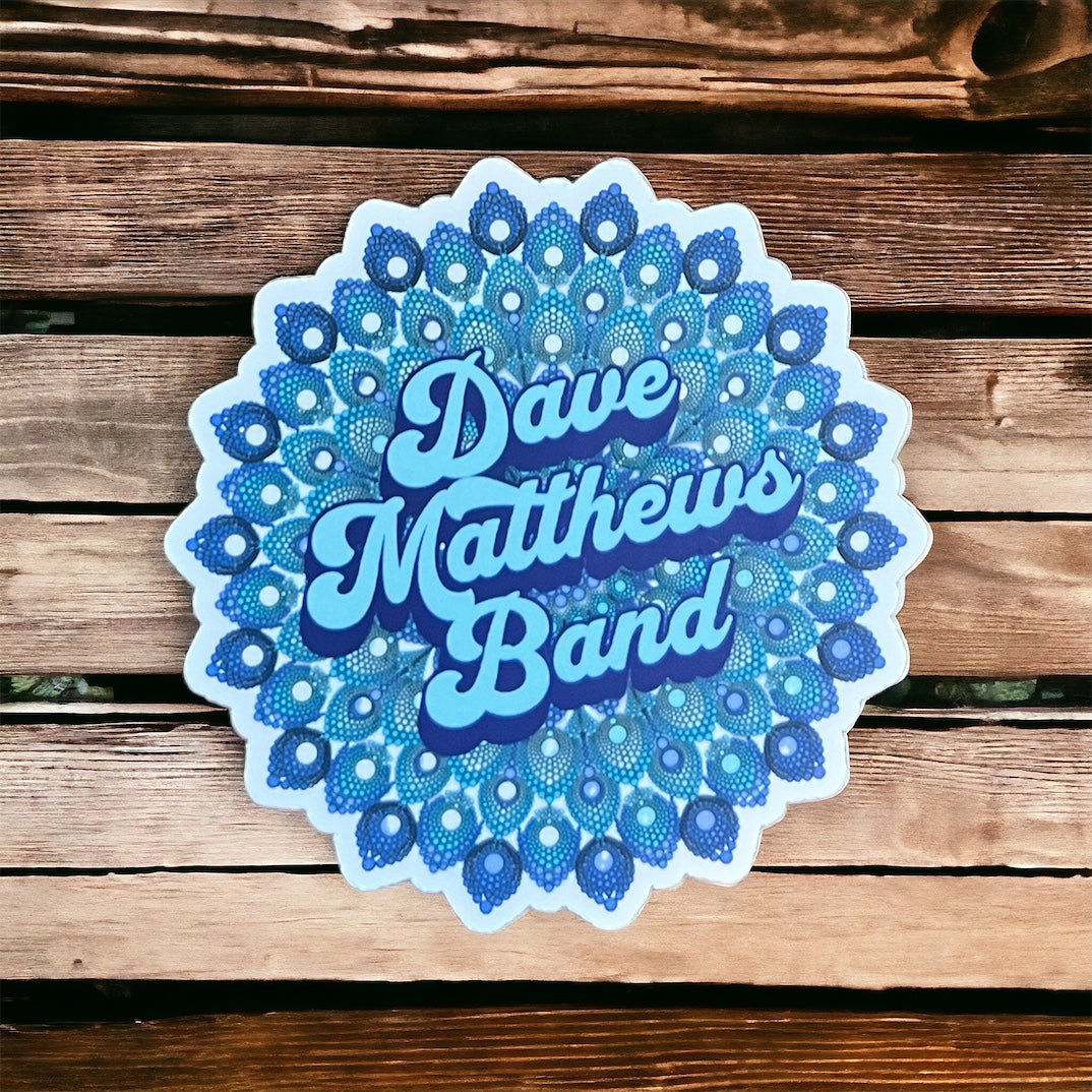 Dave Matthews Band Retro Purple Blue White Teal Peacock | Sticker Slap 3" x 3" Matte Finish