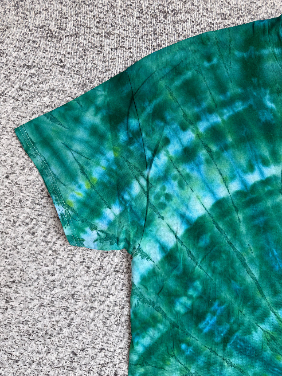 MHD Green Navy Blue Light Blue Spiral Ice Dye Tie Dye Short Sleeve Shirt 100% Cotton Size XXL