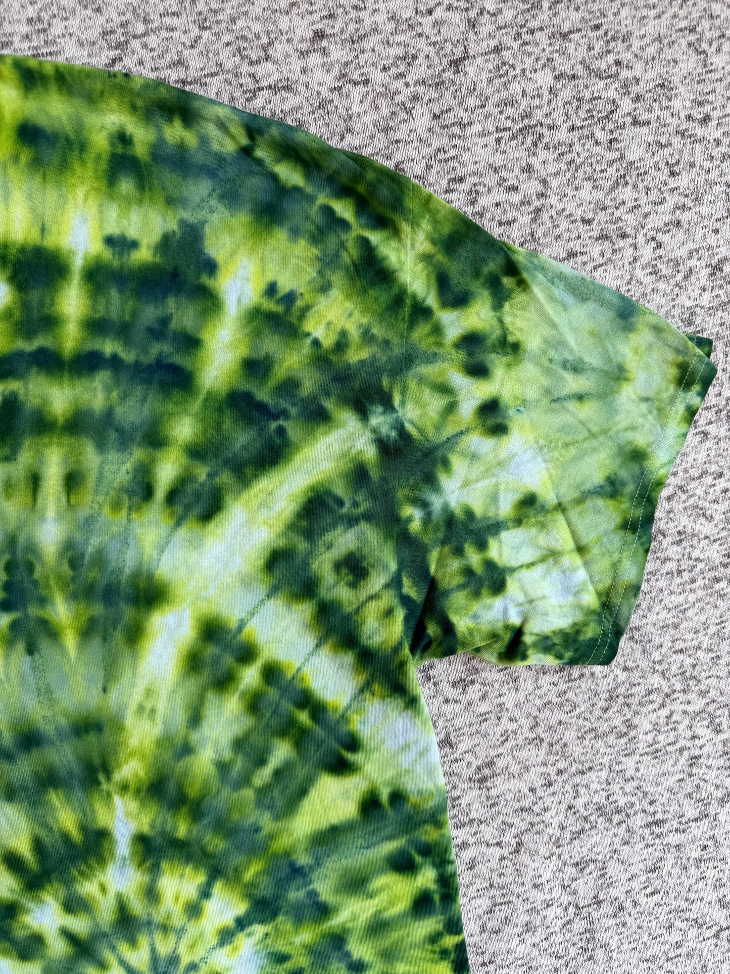 MHD Dark Green Light Green Yellow Spiral Ice Dye Tie Dye Short Sleeve Shirt 100% Cotton Size XXL