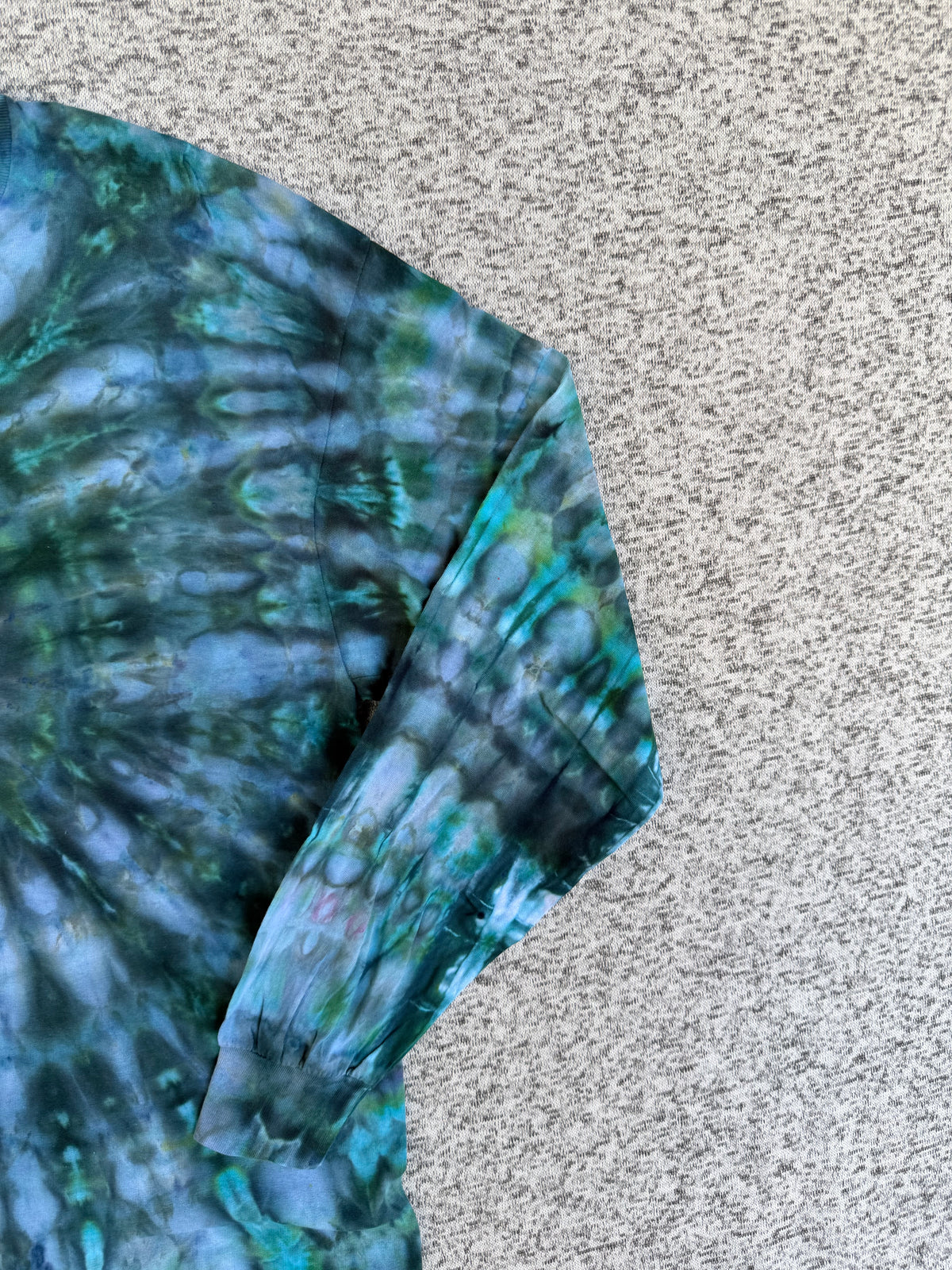 MHD Navy Blue Dark Green Gray Spiral Ice Dye Tie Dye Short Sleeve Shirt 100% Cotton Size XL