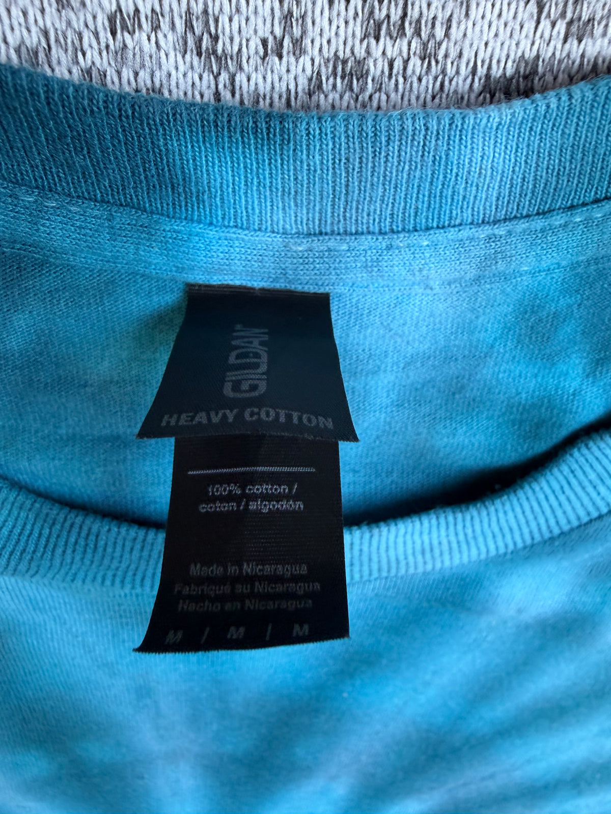 MHD Denim Blue Light Blue Green Spiral Ice Dye Tie Dye Short Sleeve Shirt 100% Cotton Size Medium