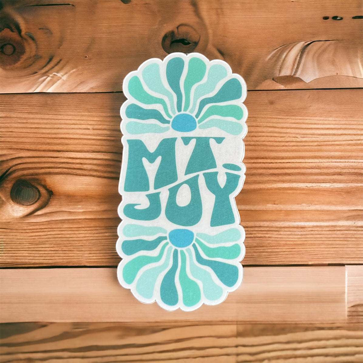 Mt. Joy Teal White Blue Retro Waves | Sticker Slap | Matte Finish 3" x 1.5"