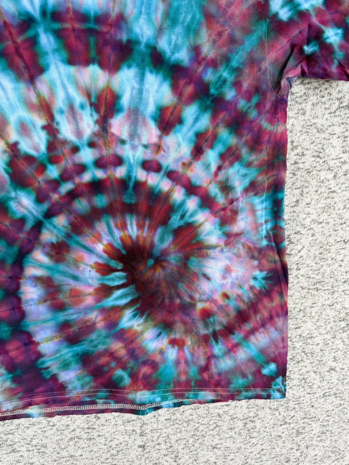 MHD Dark Purple Teal Dark Blue Spiral Ice Dye Tie Dye Short Sleeve Shirt 100% Cotton Size XXL