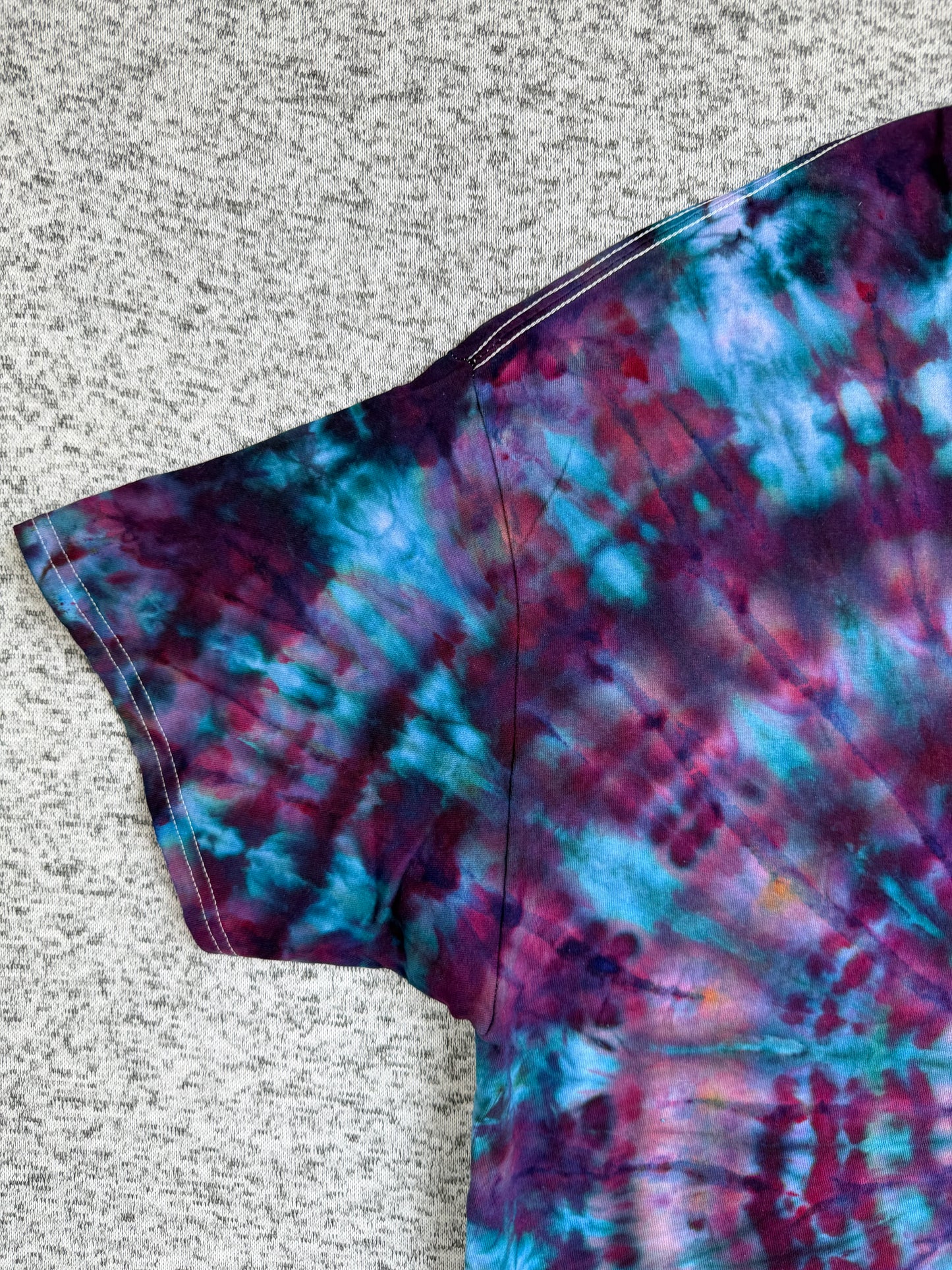 MHD Dark Purple Navy Blue Lavendar Light Blue Spiral Ice Dye Tie Dye Short Sleeve Shirt 100% Cotton Size XXL
