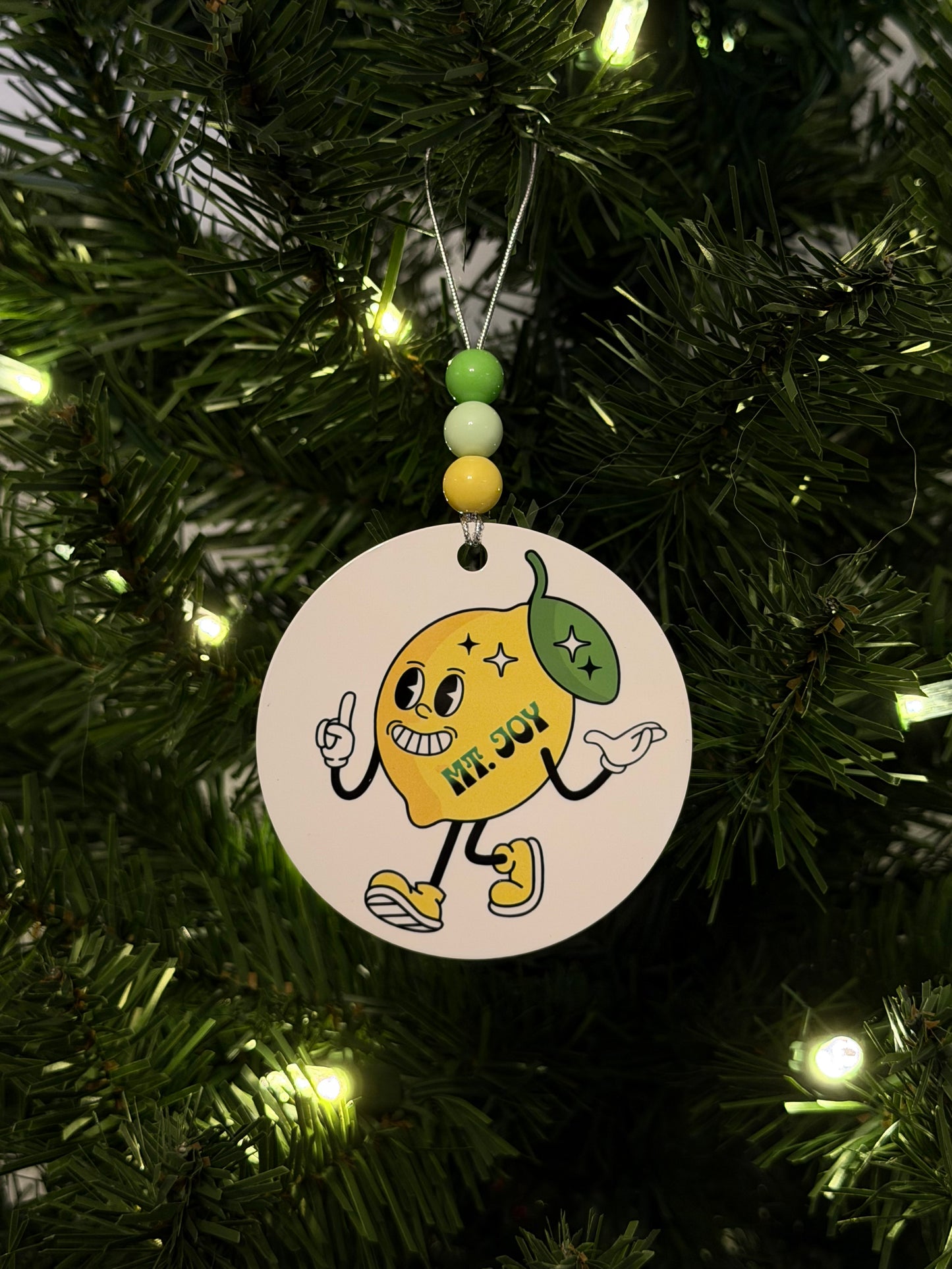 Mt. Joy Cartoon Yellow Green Lemon Tree Miracle Finger White Gloves Metal Holiday Christmas Ornament with Beads with Gift Box 2 Sizes: 2.75" x 2.75" or 3.5" x 3.5"
