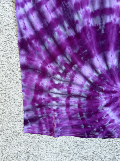 MHD Purple Lavender Gray Spiral Ice Dye Tie Dye Short Sleeve Shirt 100% Cotton Size Medium