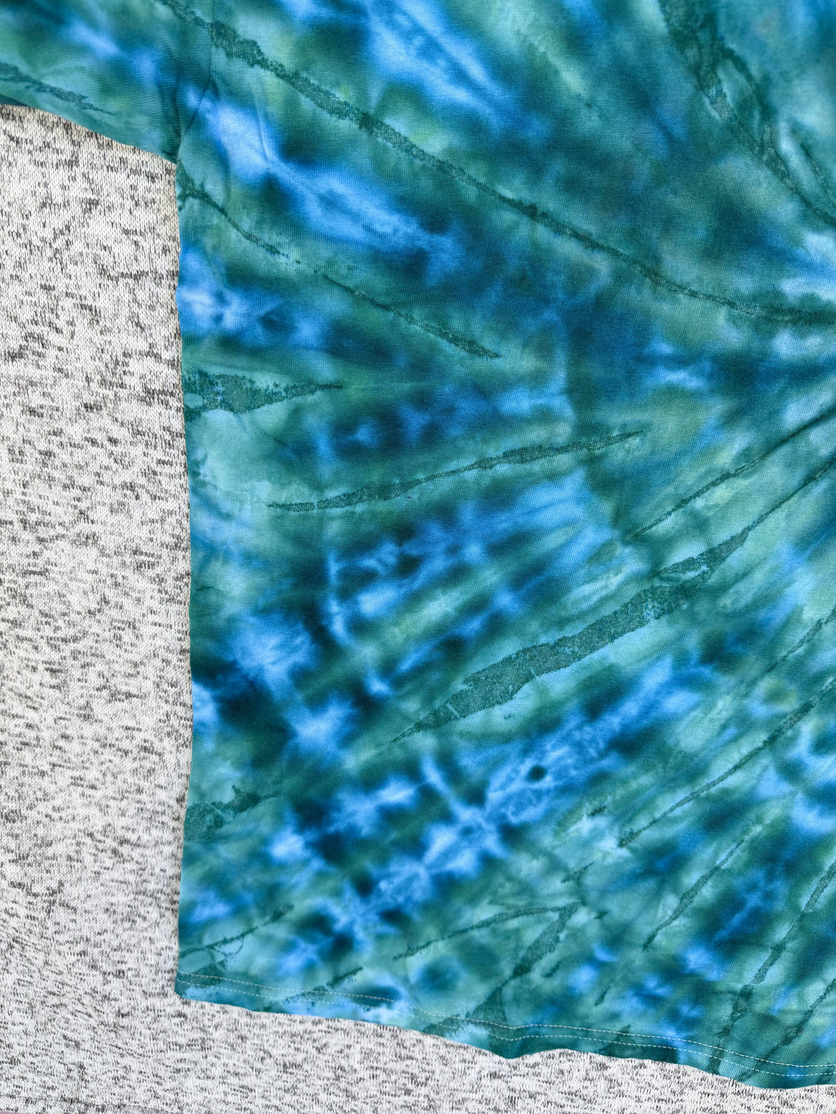 MHD Navy Blue Dark Green Light Green Spiral Ice Dye Tie Dye Short Sleeve Shirt 100% Cotton Size XXL