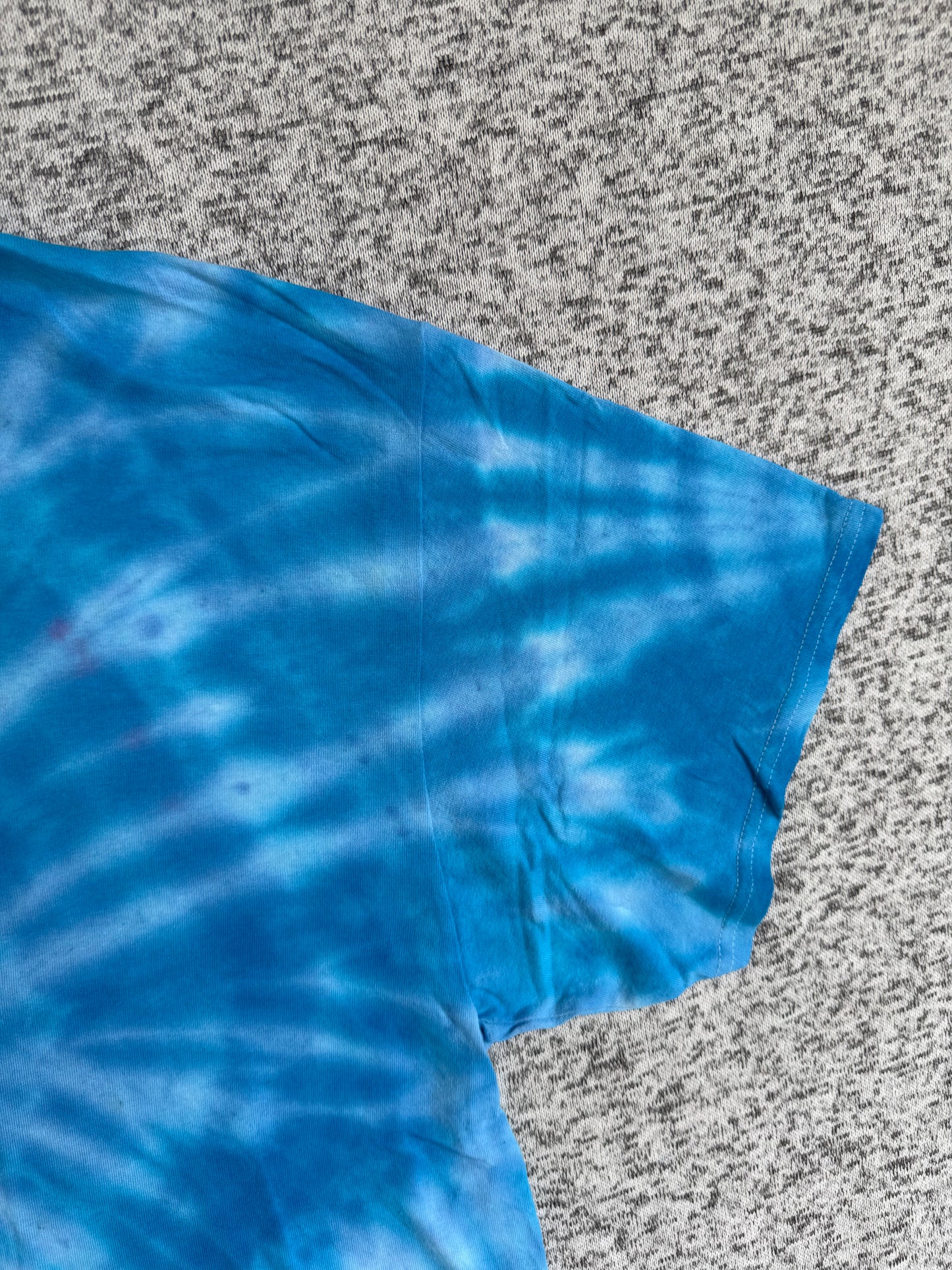 MHD Bright Blue Light Blue Spiral Ice Dye Tie Dye Short Sleeve Shirt 100% Cotton Size XXL