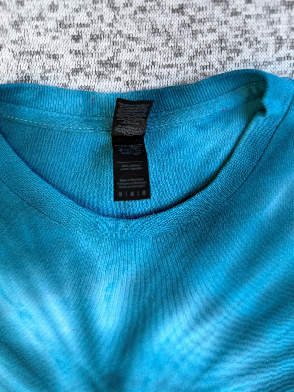 MHD Denim Blue Light Blue Spiral Ice Dye Tie Dye Short Sleeve Shirt 100% Cotton Size Medium