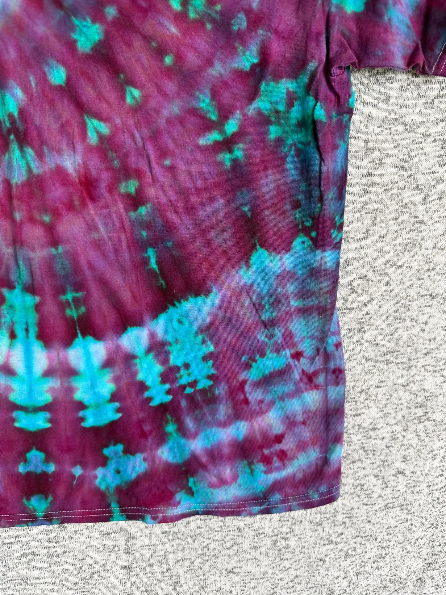 MHD Dark Pink Purple Teal Blue Spiral Ice Dye Tie Dye Short Sleeve Shirt 100% Cotton Size XXL
