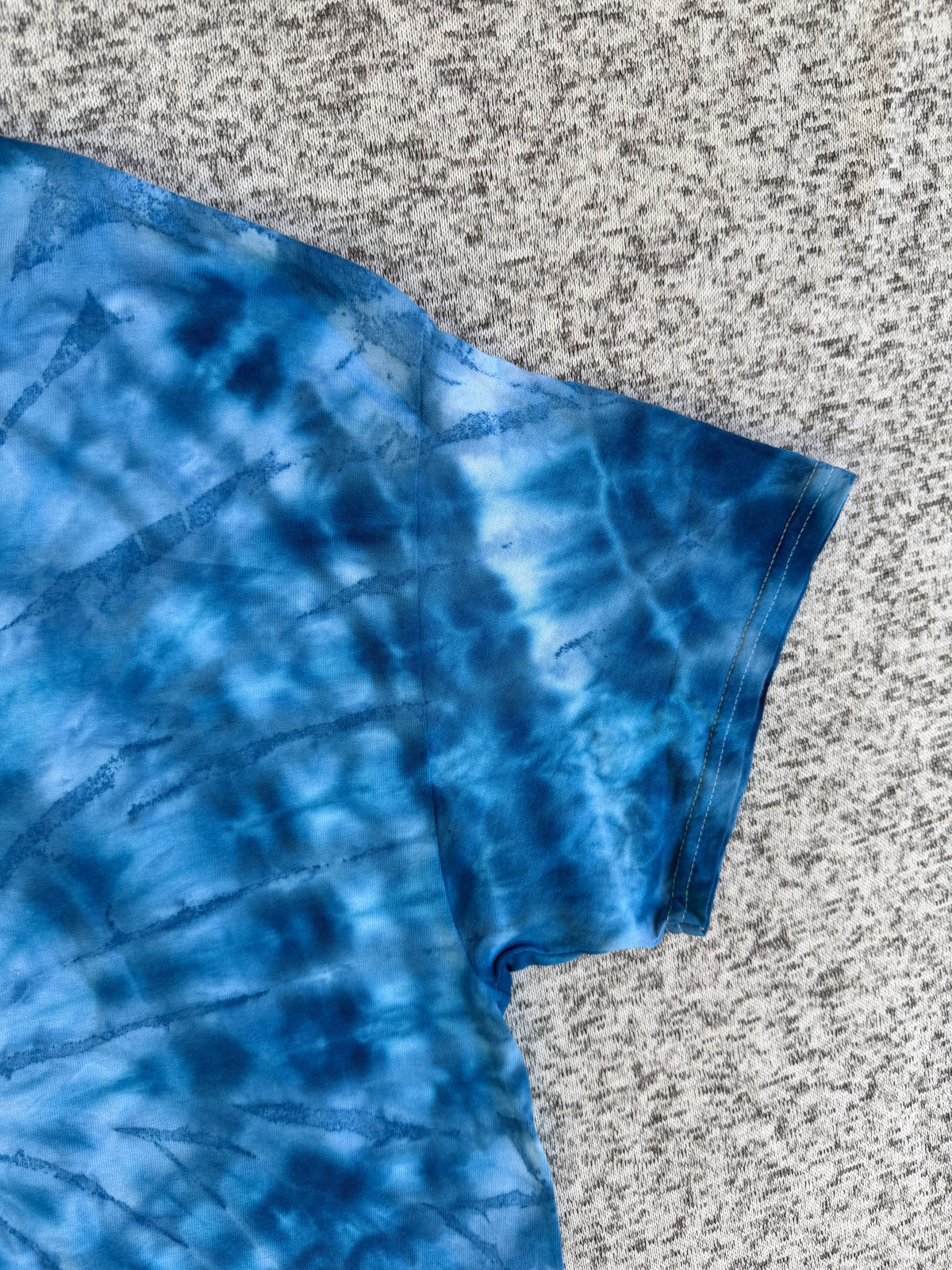MHD Dark Blue Light Blue White Spiral Ice Dye Tie Dye Short Sleeve Shirt 100% Cotton Size XL