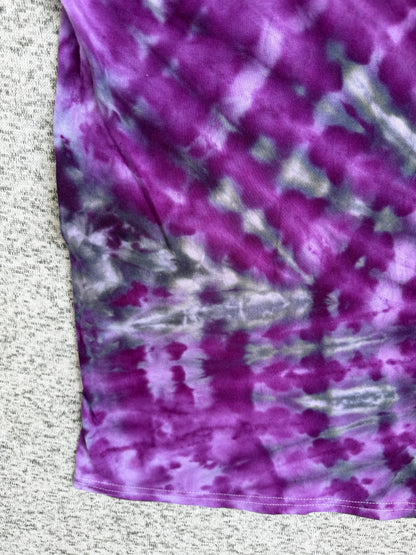 MHD Dark Purple Lavender Grey Black Spiral Ice Dye Tie Dye Short Sleeve Shirt 100% Cotton Size XXL