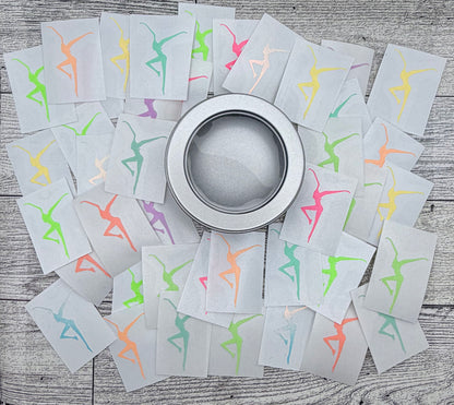 Can O’ Dancers 41 Vinyl Decals 1.5” GLOW IN THE DARK Assorted Colors FDs