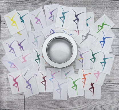 Can O’ Dancers 41 Vinyl Decals 1.5” Assorted Colors Patterns Designs FDs