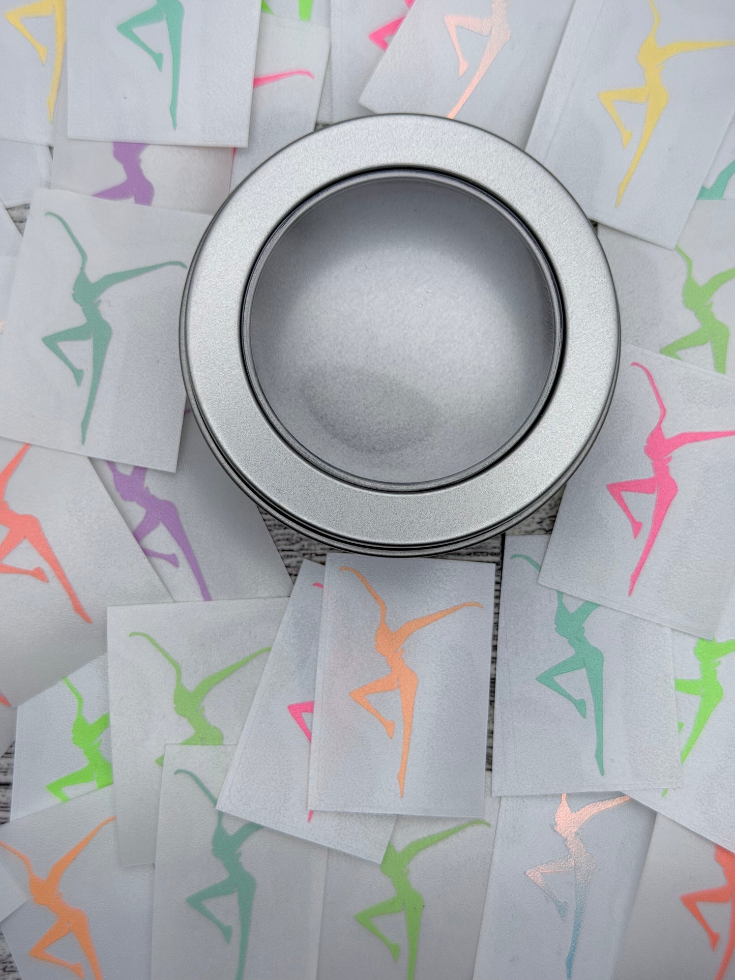 Can O’ Dancers 41 Vinyl Decals 1.5” GLOW IN THE DARK Assorted Colors FDs