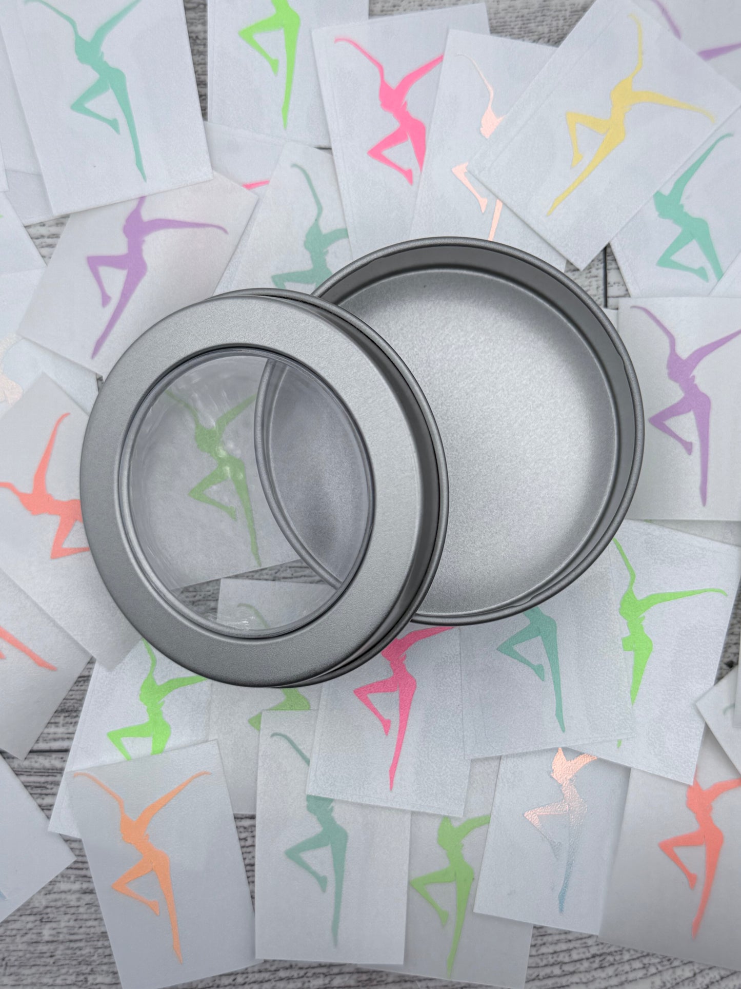 Can O’ Dancers 41 Vinyl Decals 1.5” GLOW IN THE DARK Assorted Colors FDs