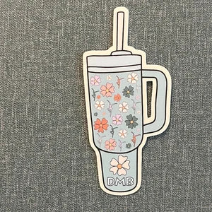 DMB Blue Tumbler Pink Purple Cream Green Flowers Vinyl Sticker Slap 3.5" x 1.75" Matte Finish