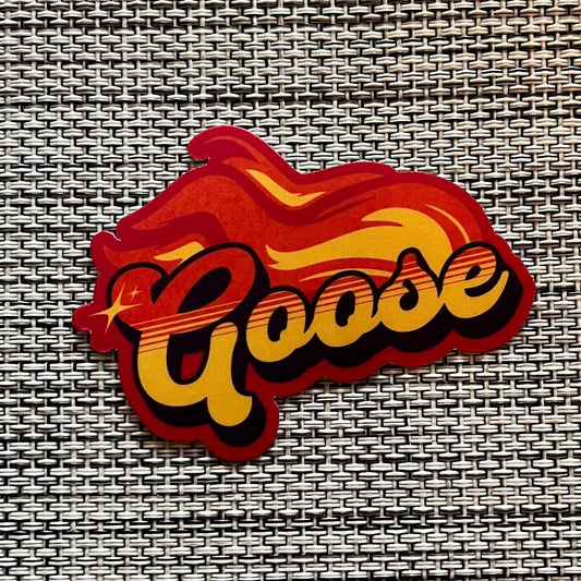 Goose Red Orange Yellow Flames Vinyl Sticker Slap Matte Finish 2.2" x 3"