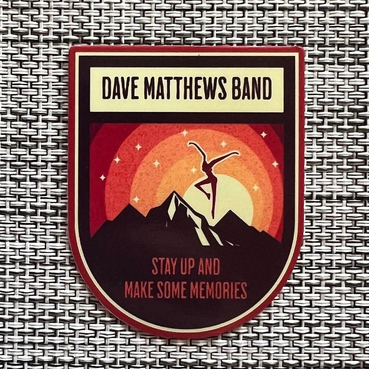 Stay Up and Make Some Memories So Right Red Orange Yellow Brown Mountains Sun Vinyl Sticker Slap 2.5" x 2" Glossy Finish