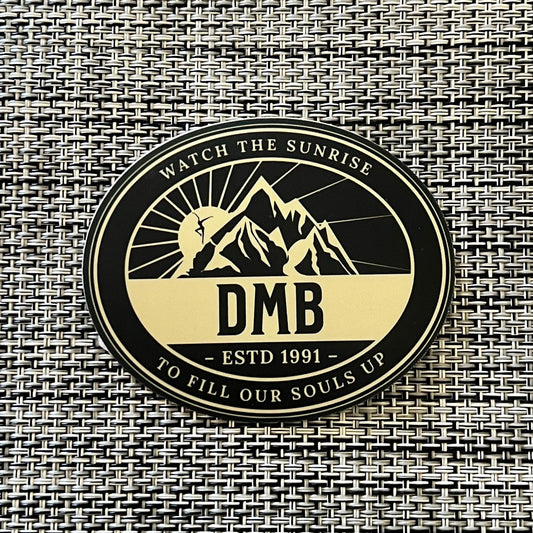 Watch the Sunrise to Fill Our Souls Up DMB Crush Green Mountains Oval Vinyl Sticker Slap  2.5" x 3" Matte Finish