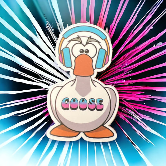 Goose Blue Purple Music Headphones Retro Lettering Vinyl Sticker Slap Matte Finish 3.3" x 2.0"