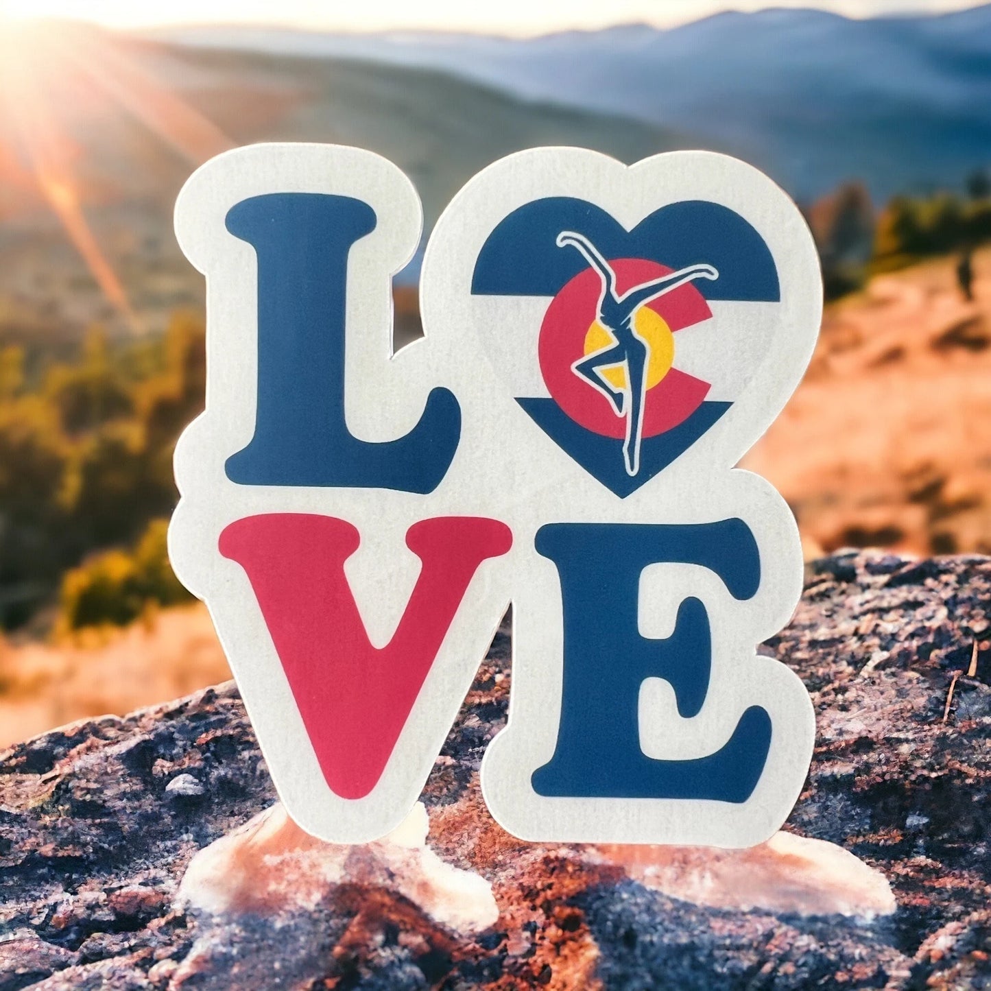 Love Colorado Flag Heart Red White Blue Vinyl Sticker Slap 3" x 2.8" Matte Finish
