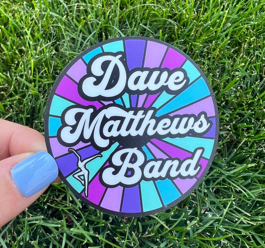 DMB Purple Pink Teal Blue Retro Circle Vinyl Sticker Slap 2.75" x 2.75" Matte Finish
