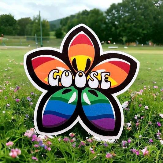 Goose Rainbow Pride Sunflower Vinyl Sticker Slap 3.0" x 3.0" Glossy Finish