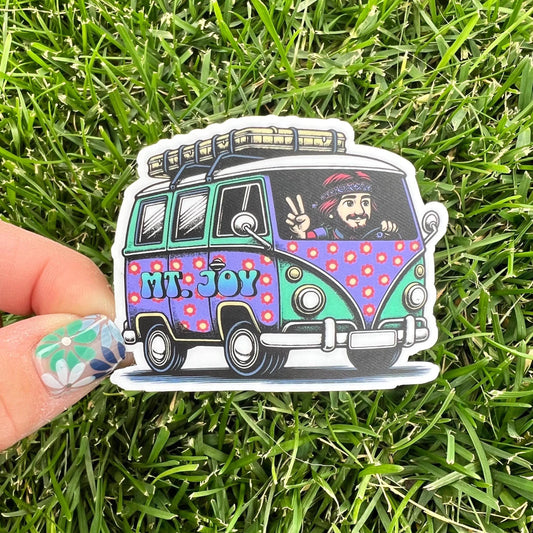 Mt. Joy Astrovan Retro Purple Teal Red Yellow Flowers Vinyl Sticker Slap Matte Finish 2.2" x 2.7"