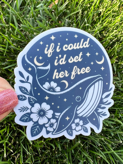 Goose The Whales If I Could I'd Set Her Free Light Blue Yellow Vinyl Sticker Slap Matte Finish 2.9" x 2.8"