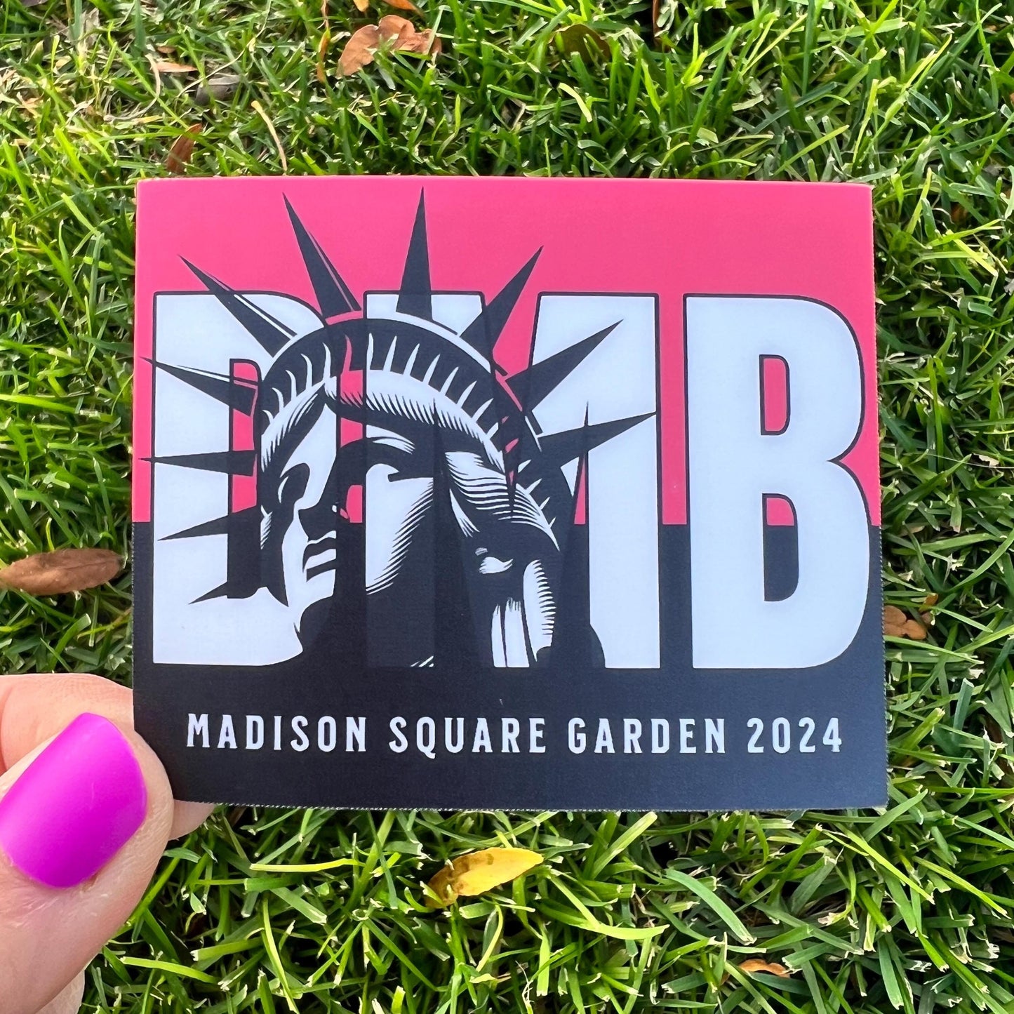 DMB Madison Square Garden New York NYC MSG 2024 Red Black Statue of Liberty Vinyl Sticker Slap 2.5" x 3” Matte Finish