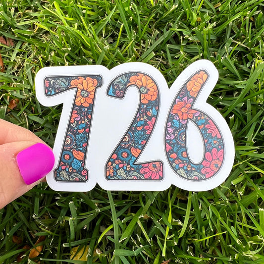 Goose 726 Retro Flowers Dark Blue Red Yellow Dusty Rose Vinyl Sticker Slap 2" x 3" Matte Finish