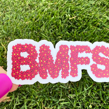 BMFS Red Daisy Vinyl Sticker Slap Matte Finish 1.25" x 3.3"
