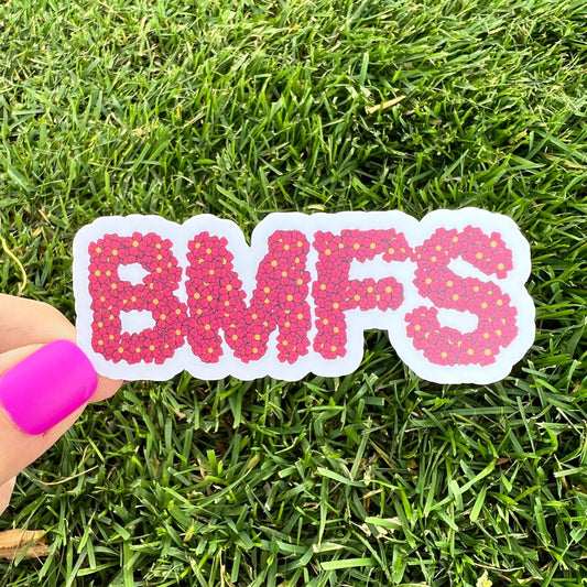 BMFS Red Daisy Vinyl Sticker Slap Matte Finish 1.25" x 3.3"