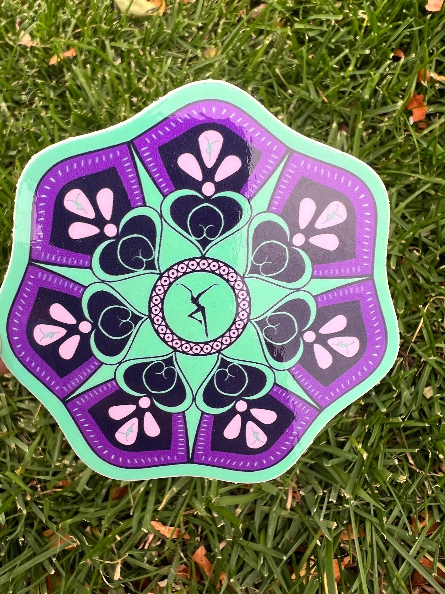 Flower Bloom Lavender Purple Teal Dark Blue Vinyl Sticker Slap 3" x 3" Glossy Finish