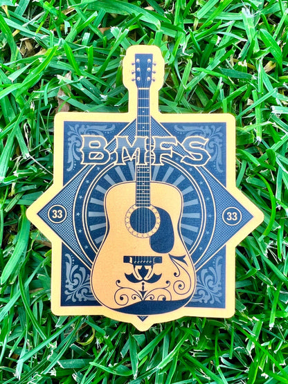 BMFS Brown Guitar 33 Vinyl Sticker Slap Matte Finish 3.2" x 2.6"