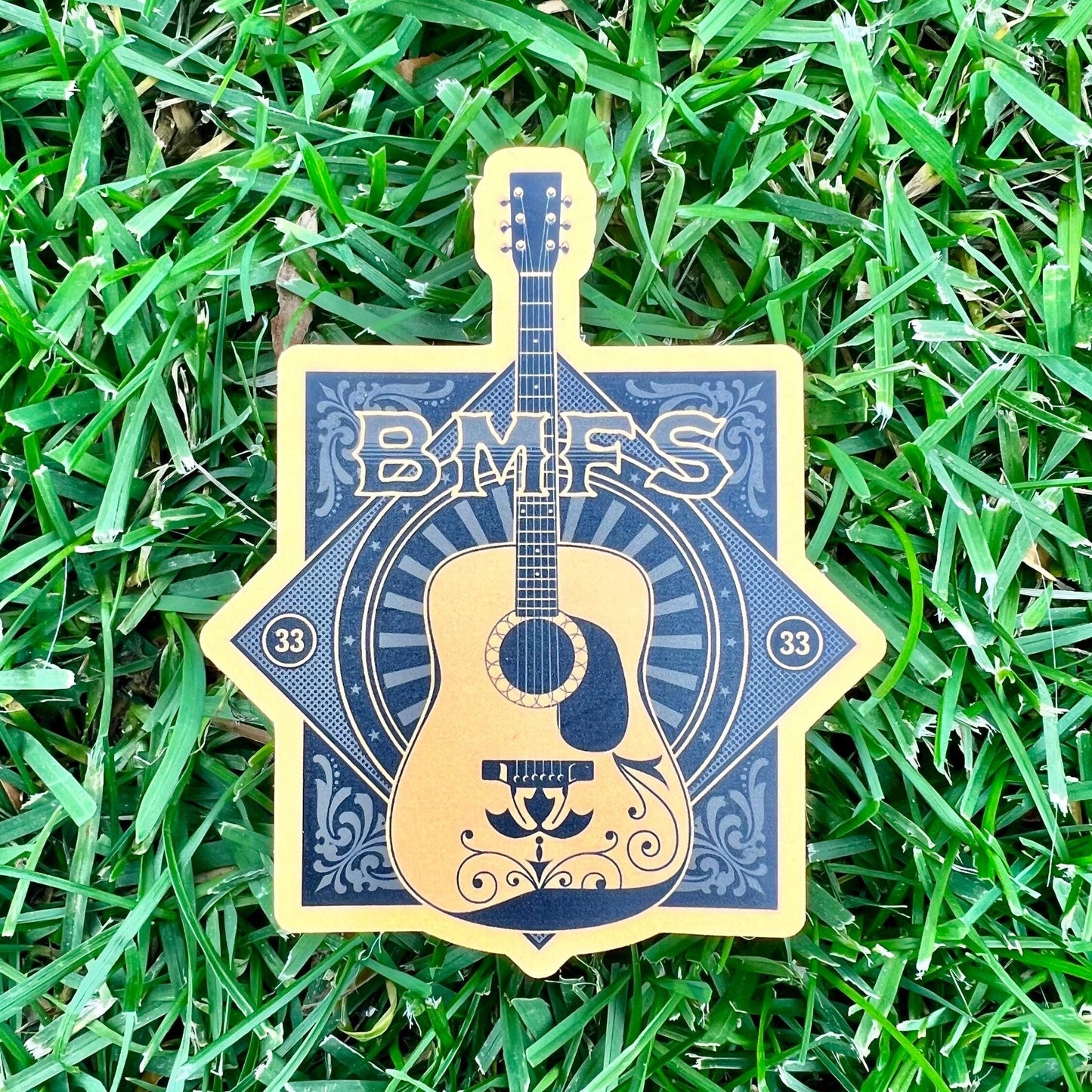 BMFS Brown Guitar 33 Vinyl Sticker Slap Matte Finish 3.2" x 2.6"
