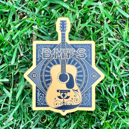BMFS Brown Guitar 33 Vinyl Sticker Slap Matte Finish 3.2" x 2.6"