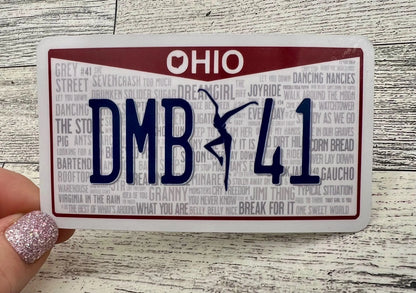 Ohio License Plate DMB 41 Song Titles Vinyl Sticker Slap 2.2" x 3.8" Glossy Finish