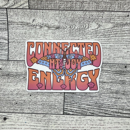 Mt. Joy Connected Energy Orange Pink Blue Butterfly Retro Vinyl Sticker Slap Matte Finish 2.2" x 3.3"