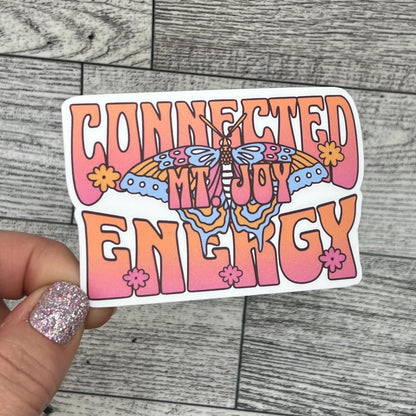Mt. Joy Connected Energy Orange Pink Blue Butterfly Retro Vinyl Sticker Slap Matte Finish 2.2" x 3.3"