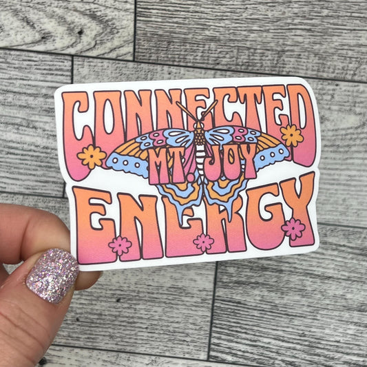 Mt. Joy Connected Energy Orange Pink Blue Butterfly Retro Vinyl Sticker Slap Matte Finish 2.2" x 3.3"