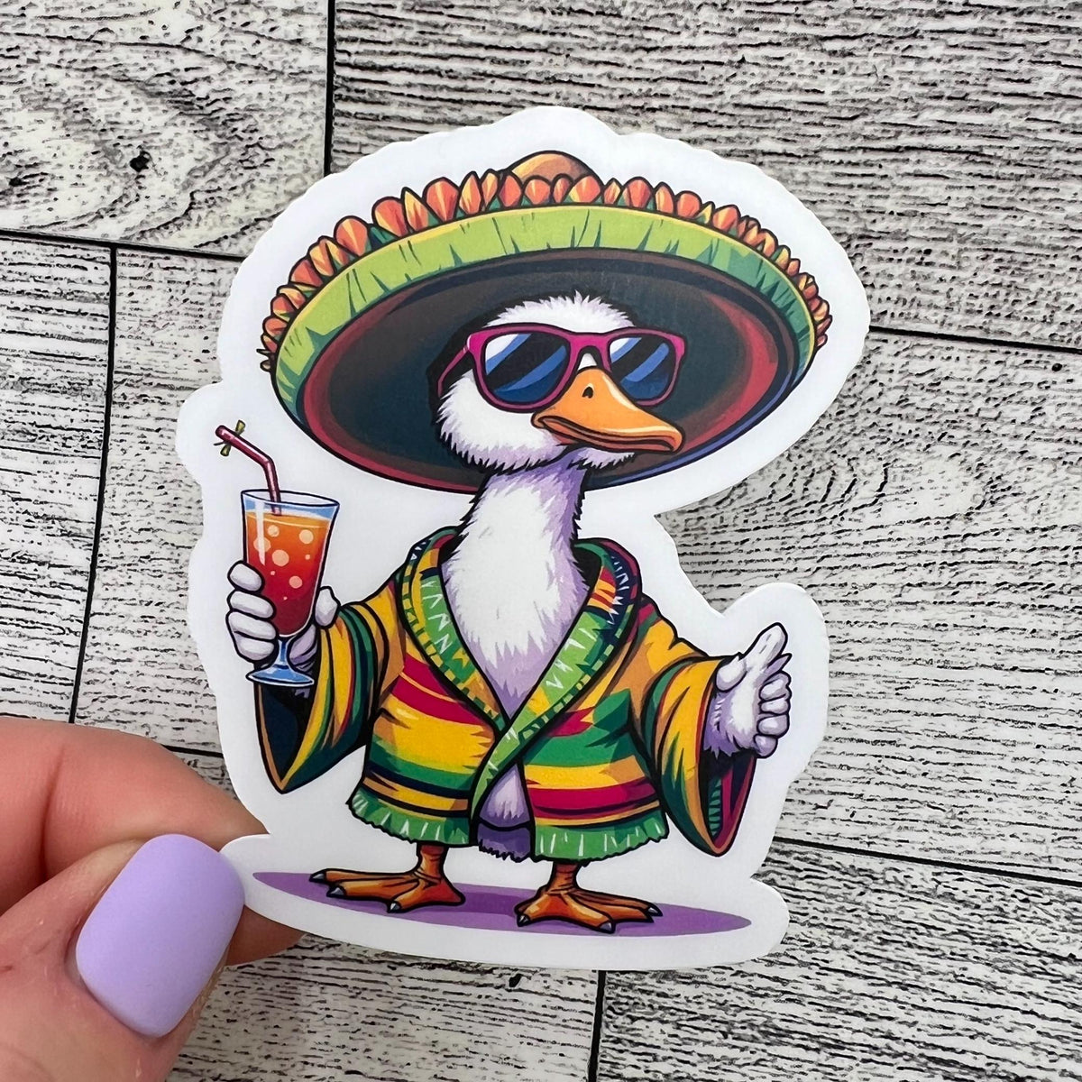 Goose Viva El Gonzo Mexico Goose Sunglasses Sombrero Cocktail Vinyl Sticker Slap Matte Finish 3” x 2.4”