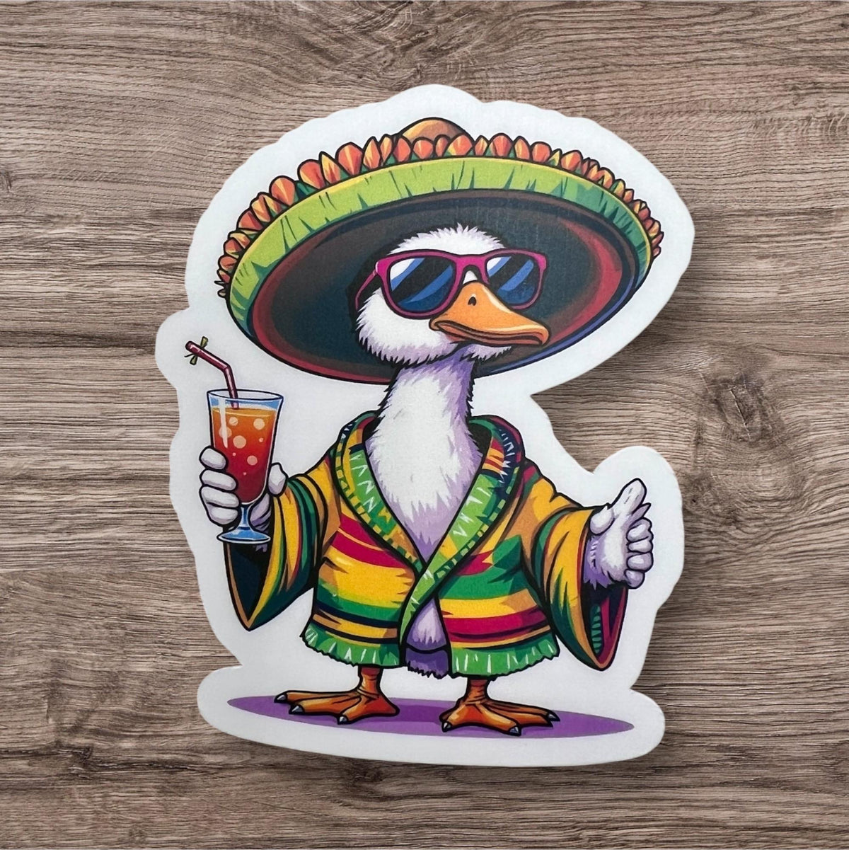 Goose Viva El Gonzo Mexico Goose Sunglasses Sombrero Cocktail Vinyl Sticker Slap Matte Finish 3” x 2.4”
