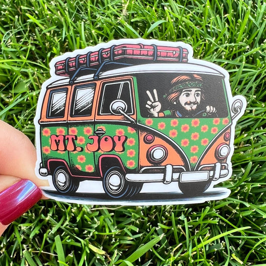 Mt. Joy Astrovan Retro Orange Green Red Flowers Vinyl Sticker Slap Matte Finish 2.2" x 2.7"