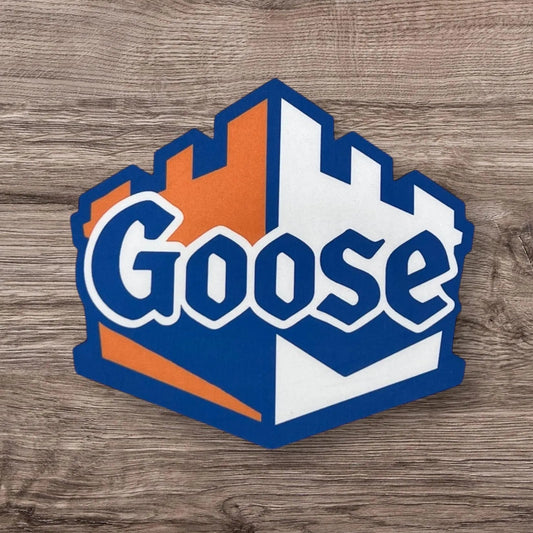Goose Orange Blue White Castle Vinyl Sticker Slap 3" x 3.3" Matte Finish