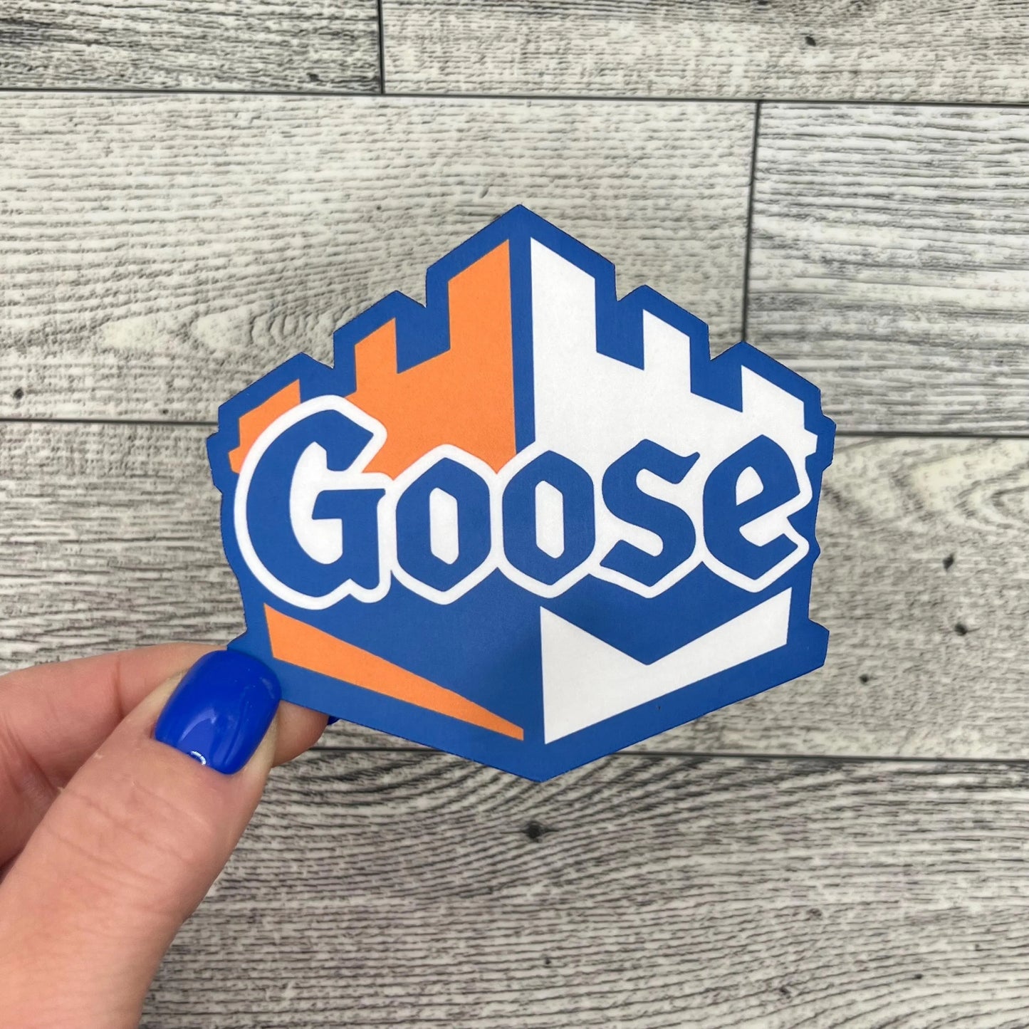 Goose Orange Blue White Castle Vinyl Sticker Slap 3" x 3.3" Matte Finish