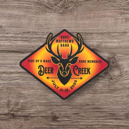 Deer Creek Noblesville Indiana 2025 Stay Up & Make Some Memories Red Orange Yellow Ombre Vinyl Sticker Slap 3.3" x 2.6” Matte Finish
