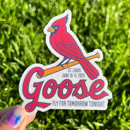 Goose St. Louis Red Bird Fly for Tomorrow Tonight June 10-11, 2025 Missouri Summer Tour Vinyl Sticker Slap 3.1" x 2.75" Matte Finish