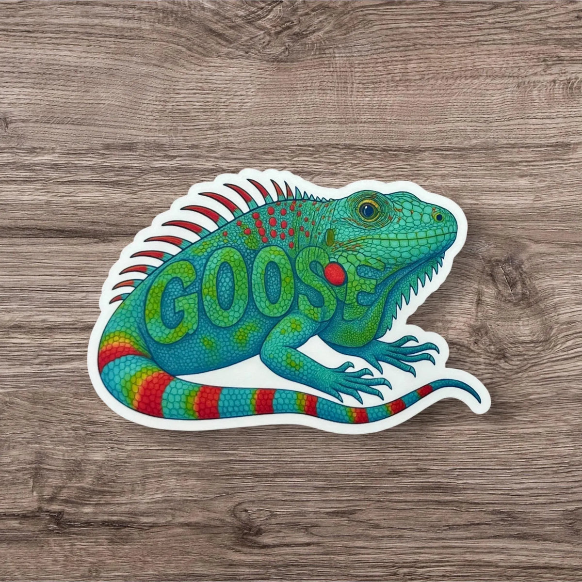 Goose Iguana Song Green Red Teal Blue Iguana Everything Must Go Vinyl Sticker Slap Matte Finish 2.3" x 3.3"